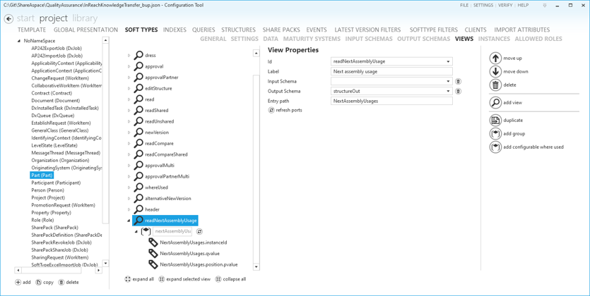 Entry view configuration Entry view configuration