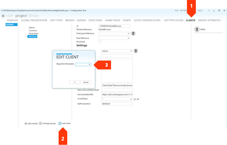 Target module configuration Target module configuration