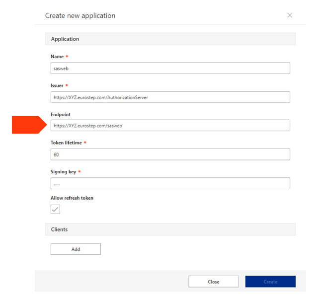Application endpoint Application endpoint