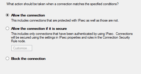 Allow the connection Allow the connection